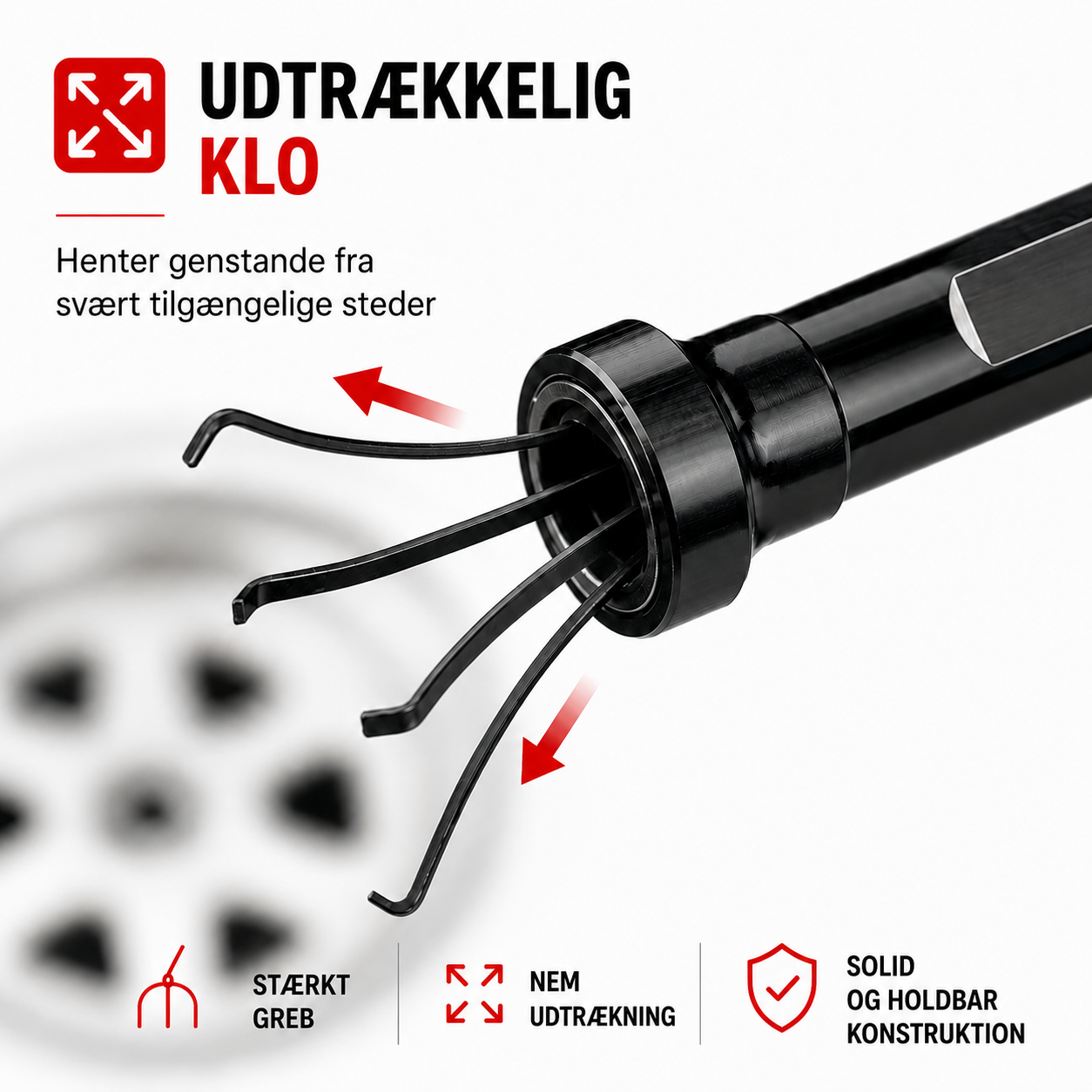 Grabix – Fleksibelt magnetisk gribeværktøj med LED-lys – Langtrækkende klo-griber (70 cm)
