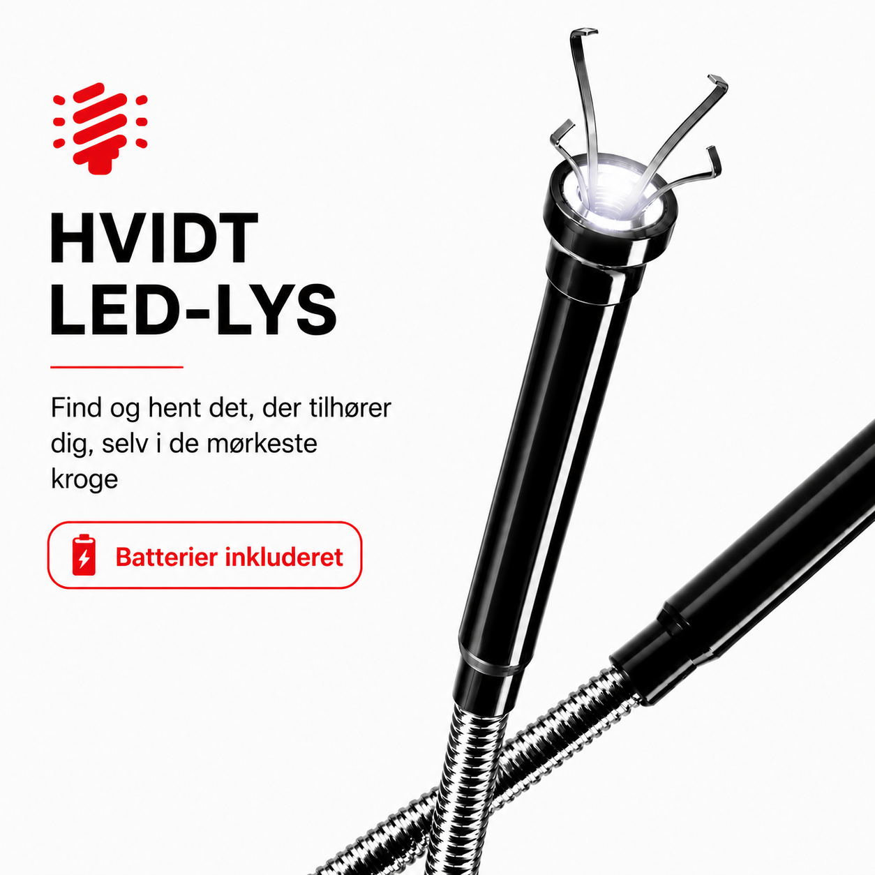 Grabix – Fleksibelt magnetisk gribeværktøj med LED-lys – Langtrækkende klo-griber (70 cm)