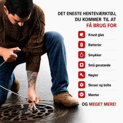 Grabix – Fleksibelt magnetisk gribeværktøj med LED-lys – Langtrækkende klo-griber (70 cm)