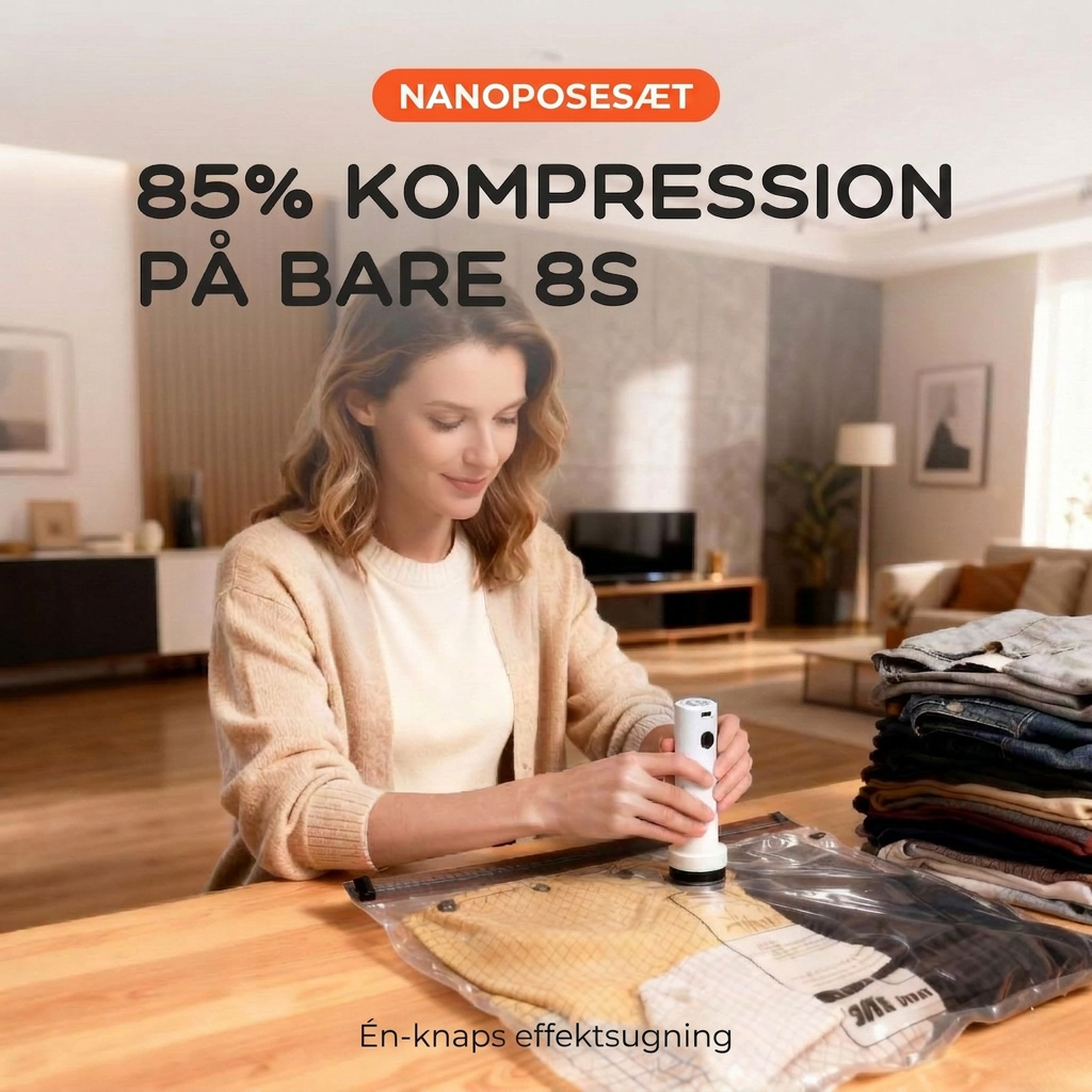 TurboVac 2.0 - 9 vakuumposer + opladbar pumpe – perfekt til rejse